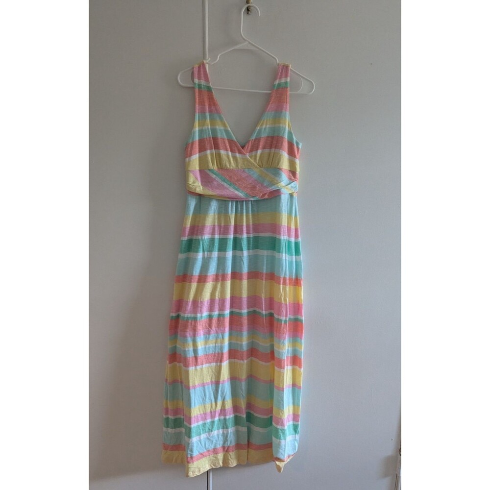 Lilly Pulitzer Women’s Medium Pastel Striped Maxi Dress V-Neck Sleeveless Casual